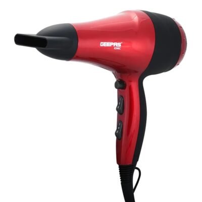 مجفف شعر جيباس موديل GHD86018 بقوة 2000 واط لون أحمر وأسود احترافي.