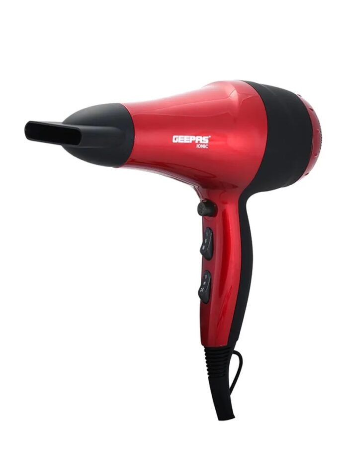 GHD86018 مجفف شعر جيباس موديل GHD86018 بقوة 2000 واط لون أحمر وأسود احترافي.