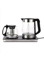 جيباس ماكينة صنع الشاي الرقمية من الزجاج سعة 3 لترات وقوة 2200 وات أسود/فضي GTM38065