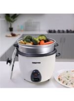 ⁦جيباس جهاز طبخ الأرز الكهربائي بلبخار مع عاء داخلي غير لاصق سعة 2.2 لترً وقوة 900 واط أبيض/أسود GRC4326⁩ - الصورة ⁦5⁩