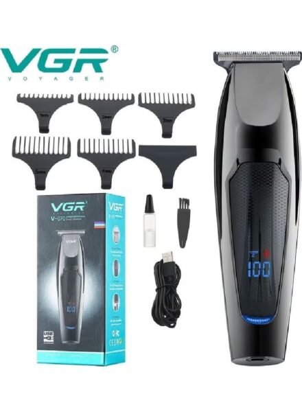 ماكينة حلاقة وتحديد VGR V-070 بشاشة LCD وشحن USB لون أسود