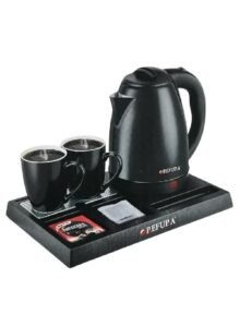 غلاية فندقي كهربائية طقم مع كوبين سيراميك وصينية ريفورا RE-11610 غلاية طقم فندقي كهربائية