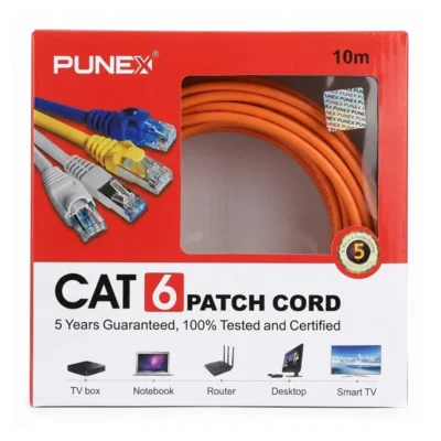 سلك كابل شبكة إنترنت CAT6 بطول 10 متر بونكس 10M CAT6 لون برتقالي عالي السرعة