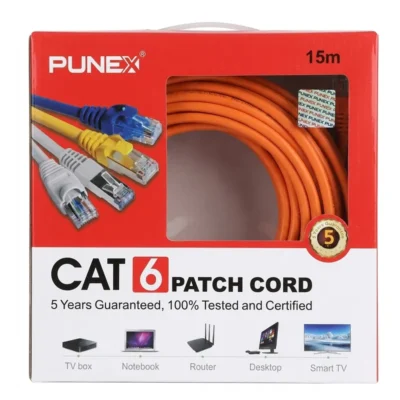سلك كابل شبكة إنترنت CAT6 بطول 15 متر بونكس 15M CAT6 لون برتقالي عالي السرعة