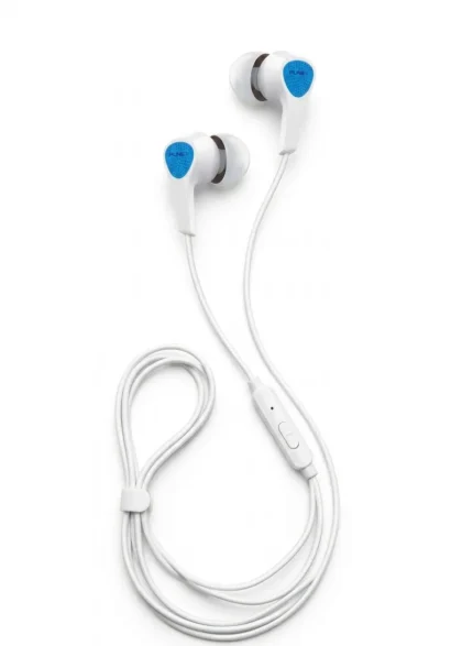 سماعات ستيريو Punex EU-05 باللون الأبيض والأزرق مع ميكروفون مدمج