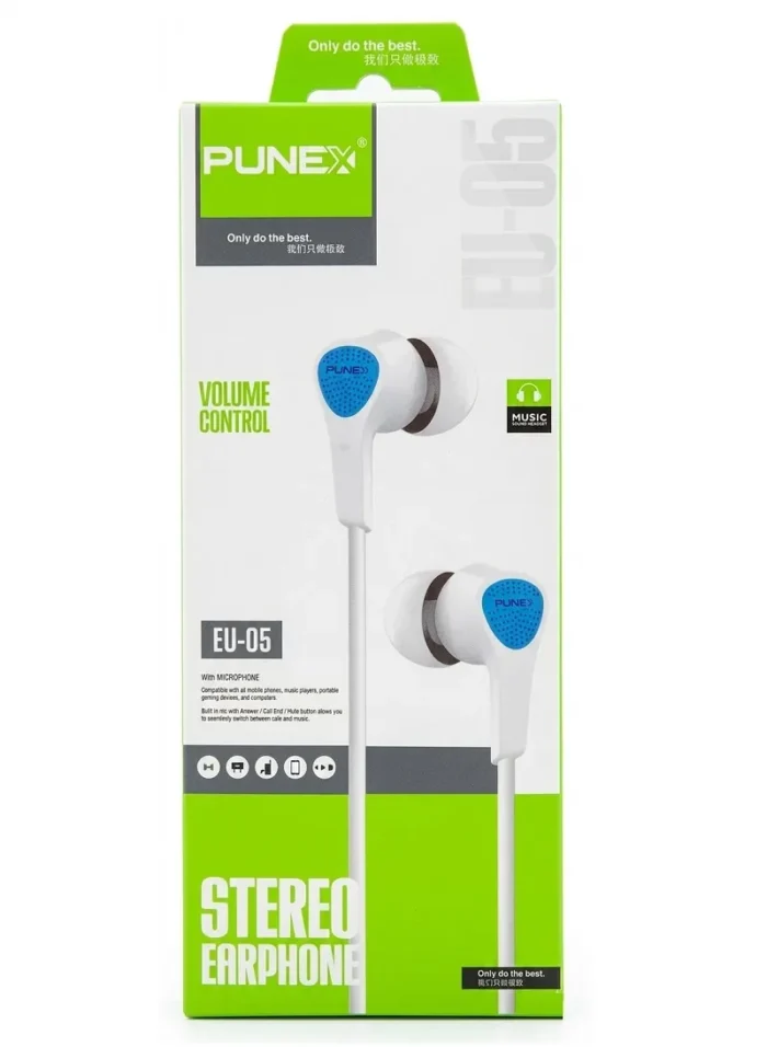 ⁦سماعات الأذن الستيريو بميكروفون مدمج PUNEX EU-05⁩ - الصورة ⁦2⁩