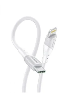 كابل شحن بونكس JY-441 من Type-C إلى Lightning بقوة 120 واط و6 أمبير لون أبيض.