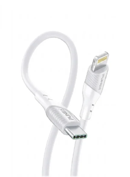 كابل شحن سريع بونكس JY-441 من Type-C إلى Lightning بقوة 120 واط و6 أمبير لون أبيض.