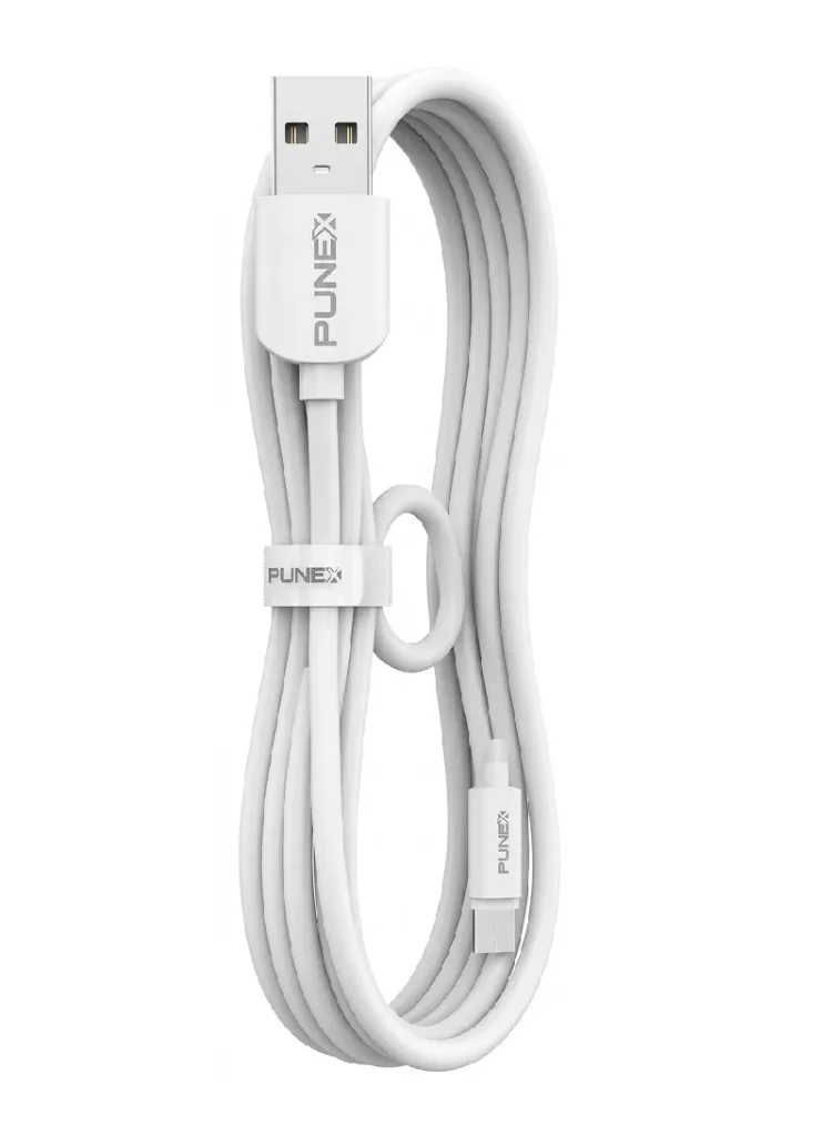 كابل شحن ونقل بيانات بونكس PU-100 Type-C لون أبيض طول 1 متر شحن سريع 2.4 أمبير.