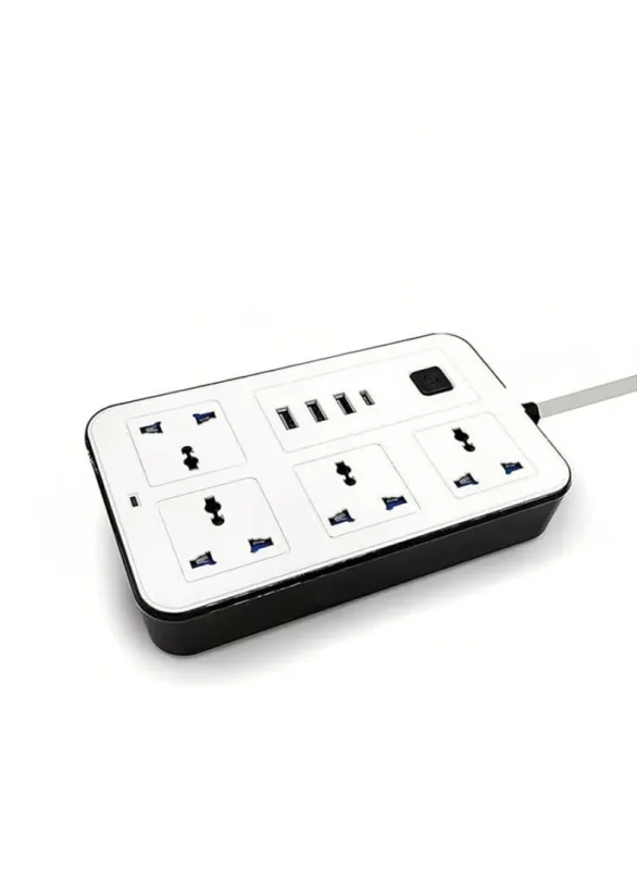 توصيلة كهرباء TradaMax TM15 بيضاء بطول 5 متر مع منافذ USB وType-C