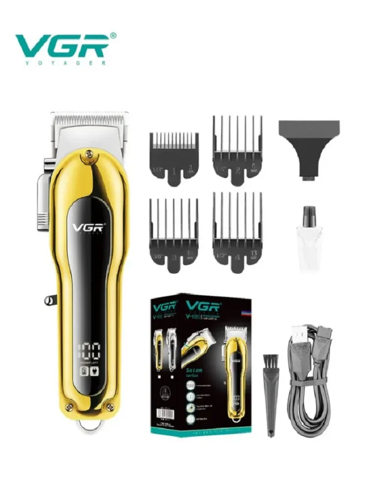 ماكينة حلاقة الشعر VGR V-680 احترافية بشاشة LED وبطارية قوية