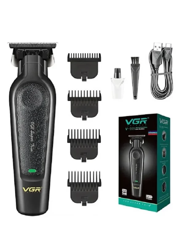 ماكينة حلاقة شعر VGR V-995 باللون الأسود مع شاشة LED رقمية.