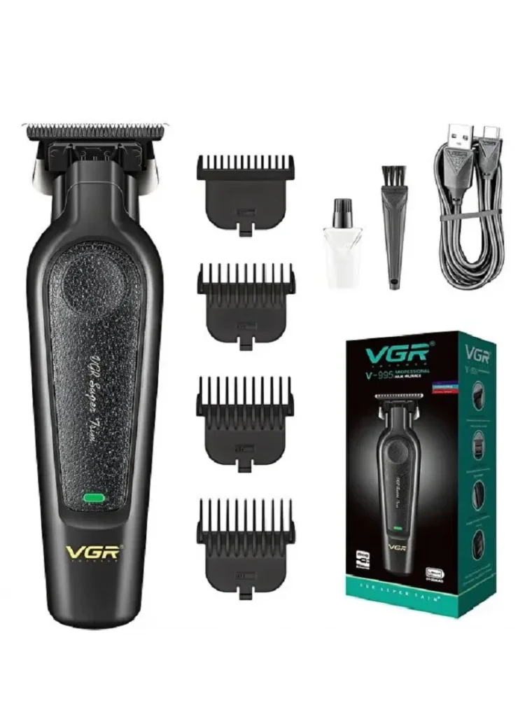 ماكينة حلاقة شعر VGR V-995 باللون الأسود مع شاشة LED رقمية.