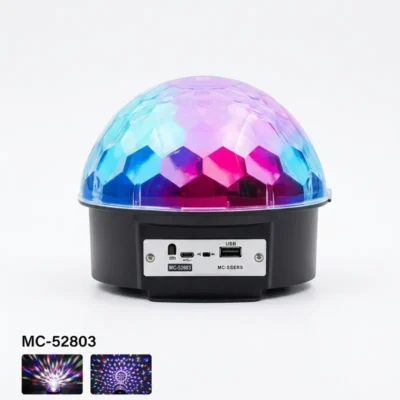 سماعة بلوتوث لاسلكية ومكبر صوت بكرة بلورية مضيئة LED موديل MC-52803