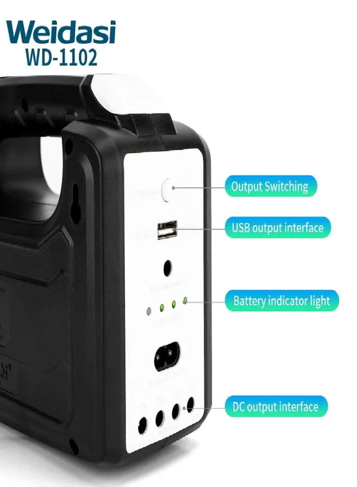 ⁦نظام إضاءة وطاقة الطوارئ ويداسي WD-1102 مع لوح شمسي⁩ - الصورة ⁦5⁩