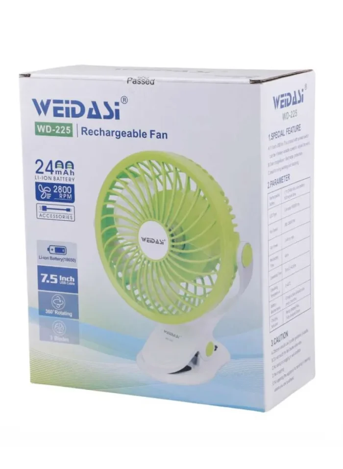 ⁦مروحة مكتب صغيرة ويداسي قابلة للشحن WD-225⁩ - الصورة ⁦3⁩
