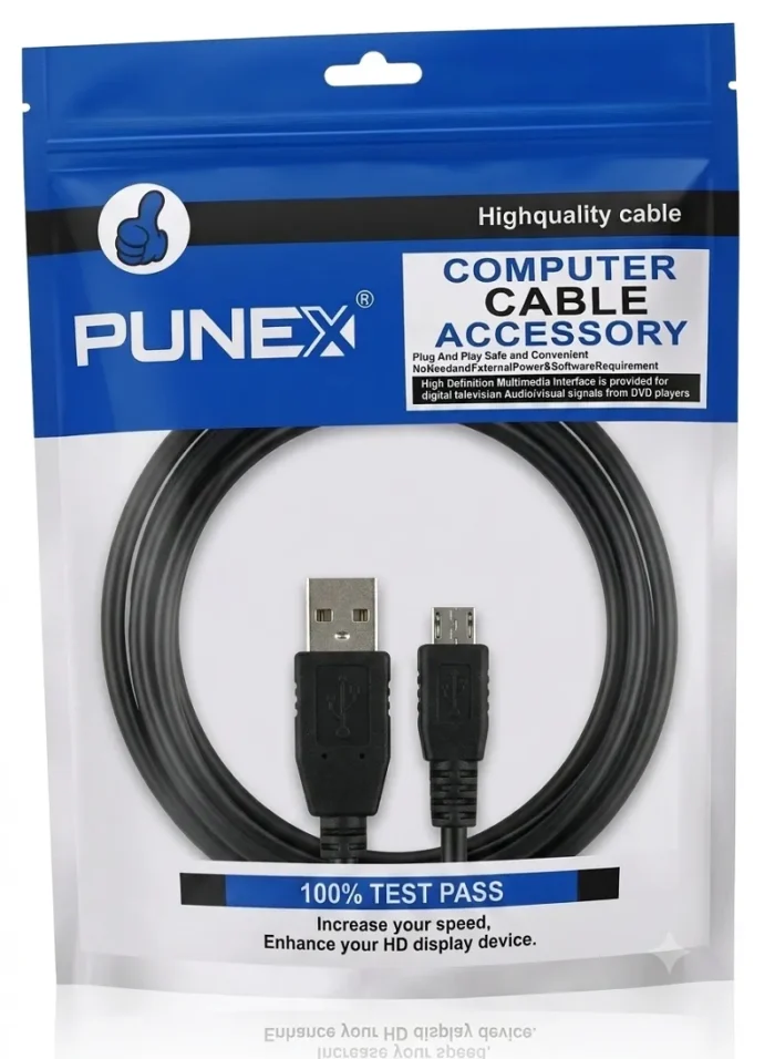 ⁦كيبل شحن ونقل بيانات USB 2.0 من A-Male إلى Micro-USB بطول 1.5 متر من بيونكس Punex⁩ - الصورة ⁦2⁩