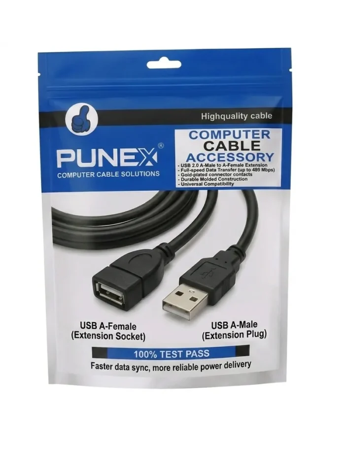 ⁦كيبل تمديد USB 2.0 من A-Male إلى A-Female بطول 1.5 متر من بيونكس Punex⁩ - الصورة ⁦2⁩