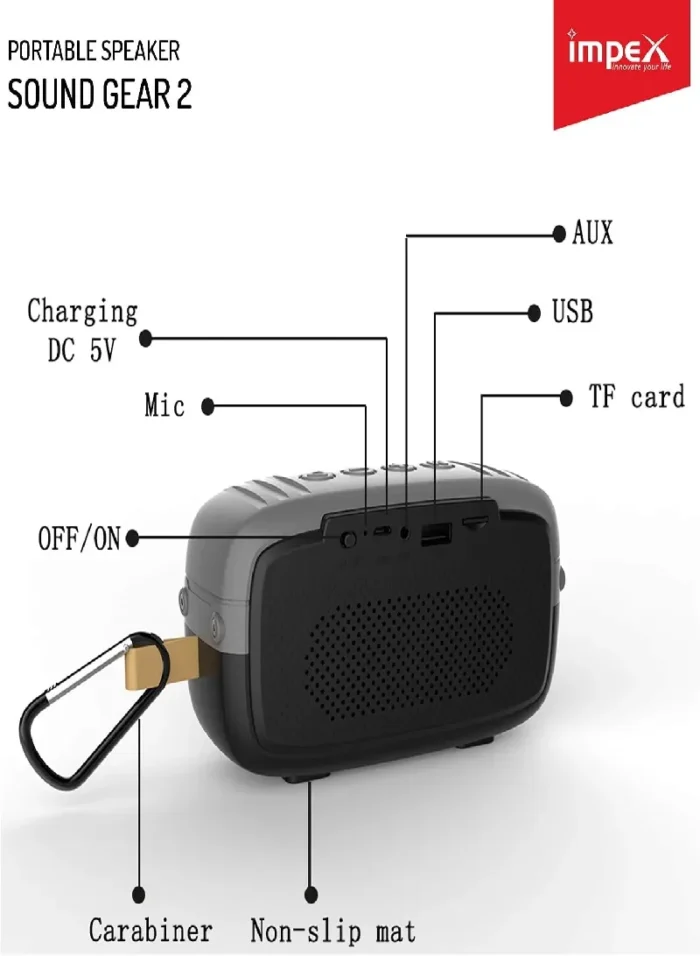 ⁦مكبر صوت بلوتوث محمول امبكس SOUND GEAR 2⁩ - الصورة ⁦3⁩