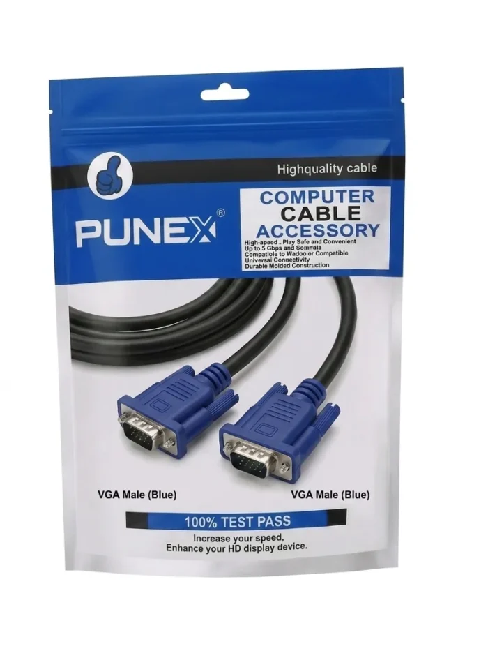 ⁦كيبل توصيل الشاشات والعروض VGA (ذكر إلى ذكر) بطول 1.5 متر من بيونكس Punex⁩ - الصورة ⁦2⁩